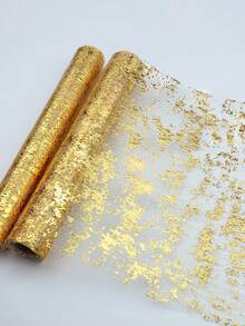 1/2 piezas Camino de mesa dorado, Rollo de camino de mesa de malla con lentejuelas metálicas brillantes, Decoración de mesa dorada adecuada para eventos, fiestas, bodas, cumpleaños - Camino de mesa chapado en oro - Ver 1