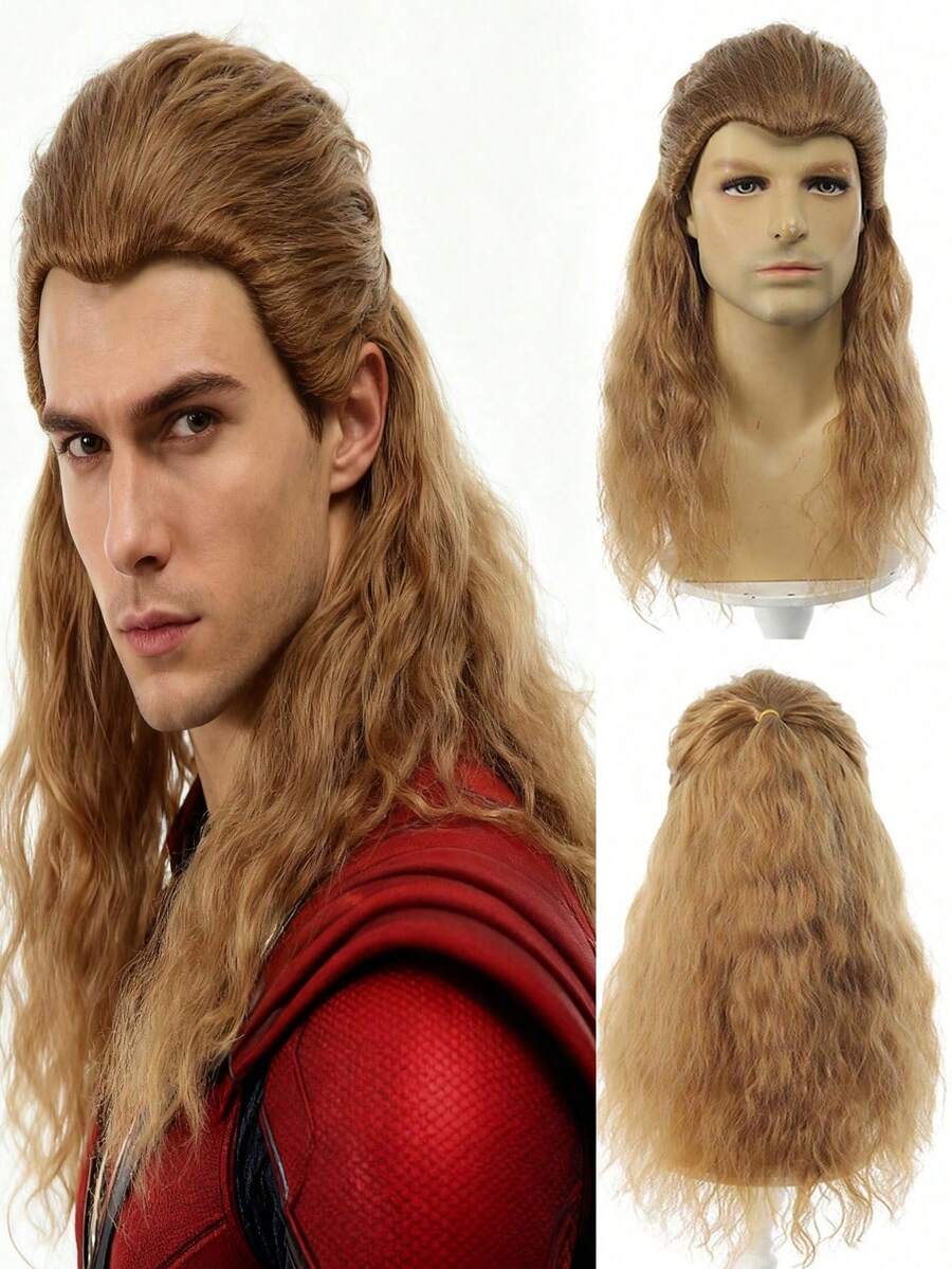 Tóc giả xoăn vàng dài 24 inch, lấy cảm hứng từ siêu anh hùng "Thor", tóc giả hóa trang nhân vật trong game The Witcher, tóc giả tổng hợp chịu nhiệt, tóc giả Halloween. - Nhiều màu - Xem 1