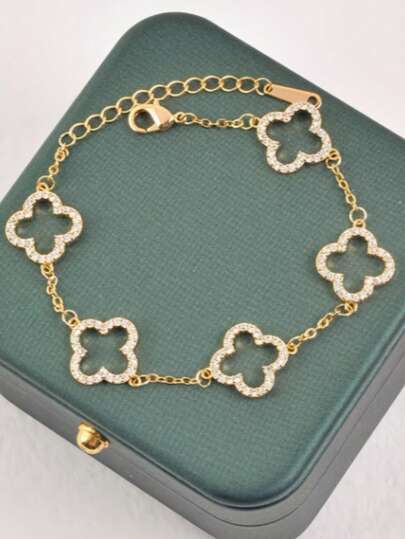 1 Stück minimalistisches Glücksklee-Armband, geeignet für den täglichen Gebrauch, Anlässe wie Abschluss, Schulbeginn, Valentinstag, Muttertag, Damen-Armband (ohne Geschenkbox)