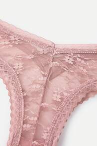 3pcs/Set Women's Sexy Lace Thong With Hollowed Flower Design Lingerie - Multicolor - View 5
