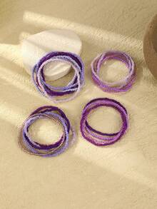 20pcs Bohemian Style Beaded Stacking Bracelets For Women - Purple - View 3