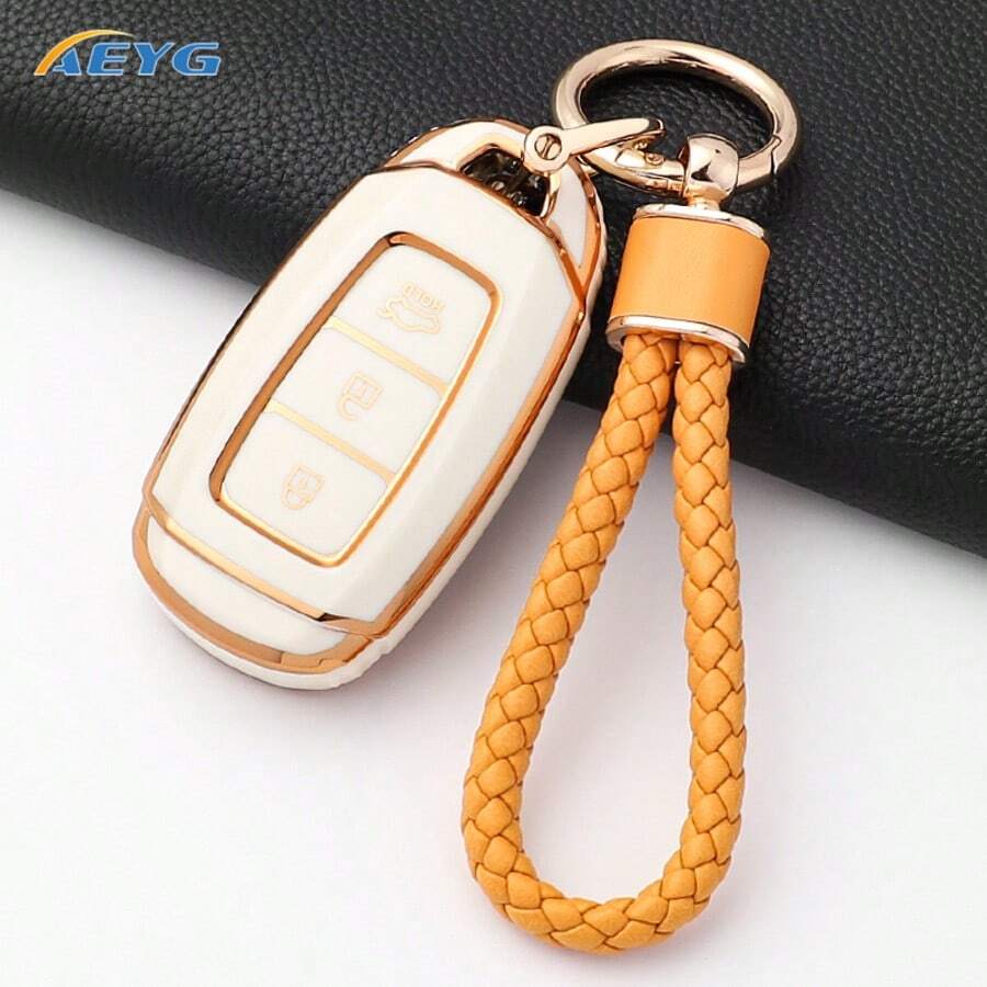Bao đựng chìa khóa điều khiển từ xa bằng TPU mềm kèm móc khóa cho xe Kona, Santa Fe, Elantra, GT, Veloster, Accent, Venue - D model - Xem 1