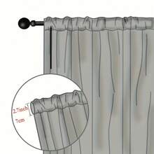 1pc Japanese Style Linen Curtain, Linen Fabric, Softens Outdoor Light, Semi-Transparent, Top Rod Pocket Installation - Baby Blue - View 4
