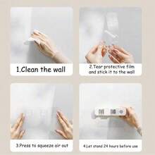 1pc Wall-Mounted Mop And Broom Holder – No-Drill Heavy-Duty Storage Rack With Waterproof Traceless Hooks, Ideal For Kitchen And Bathroom Organization - White - View 4
