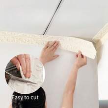 1 pieza 2.3m x 12cm Tira decorativa para zócalo y techo, pegatina de pared autoadhesiva, rodapié impermeable, línea de borde para la parte superior de la pared - A - Ver 8