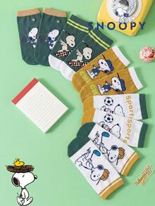 1/5/10 Pairs Authentic Snoopy Patterned Children Short Socks, Paired With Baseball Or Football Designs, Sports Socks. Cute Cartoon Patterns, Fashionable Snoopy Socks For Summer, Suitable For Boys And Girls. Breathable, Odor-Resistant, Moisture-Wicking, Casual And Cartoon Patterned Crew Socks - Multicolor - View 14