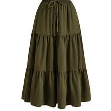 Women Sports Sweater Skirts - Army Green - View 1