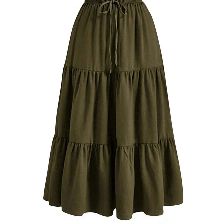 Women Sports Sweater Skirts - Army Green - View 1