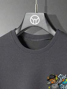 Tween Boy Cartoon Print Round Neck Short Sleeve T-Shirt And Shorts Set - Dark Grey - View 4