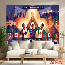 Decoración de la Copa del Mundo, plana 2D, 1 pieza plana 2D - Colgante de pared de la Copa del Mundo 2026 en tamaño súper grande, pancarta de fiesta, decoración de fondo para fiestas, accesorios de fiesta, decoración de pared para temas generales, decoración de festival de múltiples propósitos, jardín, patio y fiestas, decoración de pared de la Copa del Mundo, decoración del hogar, colgante de pared para la sala de estar, colgante de pared para el dormitorio, decoración de pared para la oficina. - z1 - Ver 10