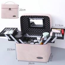 Túi đựng mỹ phẩm du lịch dung tích lớn có gương, hộp đựng mỹ phẩm nhiều lớp có vách ngăn, hộp đựng mỹ phẩm chống thấm nước di động dùng cho cọ trang điểm, đồ dùng chăm sóc da và vệ sinh cá nhân, hộp đựng đồ trang điểm thời trang dành cho phụ nữ và bé gái, có màu hồng, xanh dương và đen, lý tưởng cho du lịch và sử dụng tại nhà. - Nhiều màu - Xem 3