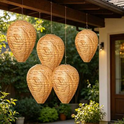 Outdoor Paper Lantern, Paper Wasp Nest Decoy Hanging Repellent, Suitable For Wasps, Party Decoration, Indoor And Outdoor Use