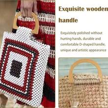 2pcs D-Shaped Wooden Wallet Handle, Durable Bag Grip Accessory Suitable For DIY Woven Straw Beach Bags And Handbags - Multicolor - View 8