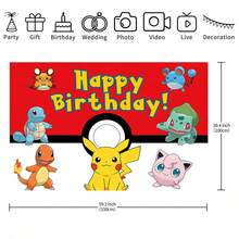 Đồ dùng trang trí tiệc sinh nhật Pokemon có bản quyền, Vải phông nền trang trí màu đỏ trắng vàng vui nhộn, Phông nền chụp ảnh hoạt hình Anime, Áp phích, Phụ kiện chụp ảnh, Vải phông nền trang trí tiệc sinh nhật hoàn hảo, Biểu ngữ, Phông nền chụp ảnh, Trang trí tiệc sinh nhật, Kích thước: 82.7*59.1/59.1*39.4/39.4*29.5 inch - Nhiều màu - Xem 12