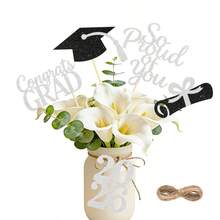 5pcs/Set 2026 Graduation Party Vase Decor Props - Includes "So Proud Of You", "Congrats GRAD" Graduation Cap & Diploma Decor Inserts - Suitable For 2026 Graduation Party, Commencement Ceremony Vase Fillers, Tabletop Decorations - View 16