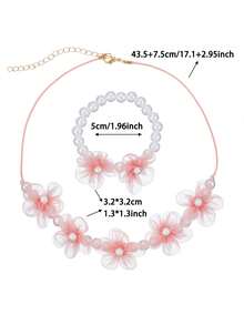 1 Bộ trang sức thủ công đính cườm hình hoa, gồm vòng tay và dây chuyền. - hoa - Xem 4