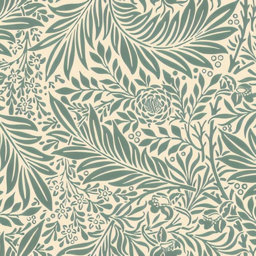Giấy dán tường có thể tháo rời theo phong cách William Morris, giấy dán tường tự dính, họa tiết cỏ lông vũ xanh. - C - Xem 1