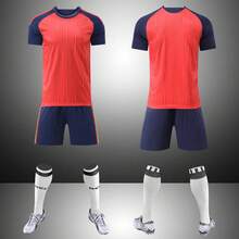 2pcs Personalized 2627 Season Spanish Red Football Jersey - Customized Number, Team Name And Logo Short Sleeve T-Shirt + Shorts Sports Set. Gift. - Red - View 2