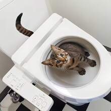 1 Peça Adesivo Criativo de Assento de Vaso Sanitário 3D em Formato de Gato, Design de Gato Fofo, Fácil Instalação, Decoração Realista de Banheiro de Gato, Adequado para Casa, Banheiro, Amantes de Gatos, Presente de Halloween - Multicolorido - Visão 4
