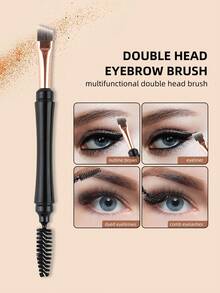 1 pieza Juego de brochas de maquillaje de ojos de doble extremo, que incluye cepillo de cejas en ángulo, rizador de pestañas, brocha de corrector, brocha de detalle, brocha de delineador, herramientas portátiles de maquillaje de ojos - Multicolor - Ver 2
