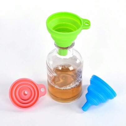 2 piezas - Juego de 2 embudos de silicona plegables para la cocina, pequeño y grande, embudos de cocina flexibles y plegables para llenar botellas pequeñas o mini, perfumes, llenar cápsulas, filtrar aceite para freír, aceites esenciales, especias. Utensilios de cocina artísticos.