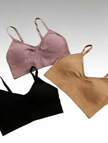 Kit 2 Sutiã Premium Básico com Bojo Removível Confortável Top - Cores Variadas - Multicolorido - Visão 4