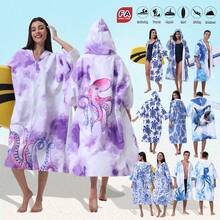 Unisex Quick-Dry Zipper Sleeve Surfing Poncho Changing Robe Hoodie, Ultra-Fine Fiber Beach Diving Wetsuit Top Surfing Swimming Bathrobe - One Size - Multicolor - View 2
