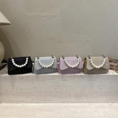 Nowa mini torebka z 2026 , kolorowa kwadratowa torebka, perłowa torebka, uniwersalna torba na ramię z dwoma uchwytami dla kobiet, odpowiednia na zewnątrz, do domu, na zakupy, do szminki, na monety