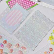 10 piezas/paquete Recambio de pegatinas de purpurina transparente tamaño M5/A7/A6, páginas interiores de pegatinas transparentes de doble cara, adecuado para páginas de reemplazo de impresora láser, páginas de reemplazo de material PP, páginas interiores transparentes, pegatinas 3D en relieve. Adecuado para pegatinas de caramelos, libros de pegatinas, tarjetas de identificación de estudiantes, libros de pegatinas A7, libros de pegatinas A6, libros de pegatinas de arte de uñas M5, mini álbumes de fotos hechos a mano, álbumes de fotos, planificadores, libretas de bolsillo y otros útiles escolares y preparativos de vuelta al cole - Conjuntos - Ver 4