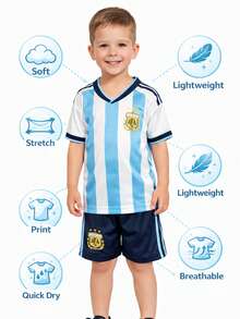Kids Boys Soccer Jersey With Shorts USA BRASIL MEXICO ARGENTINA - TRẮNG/XANH - Xem 6