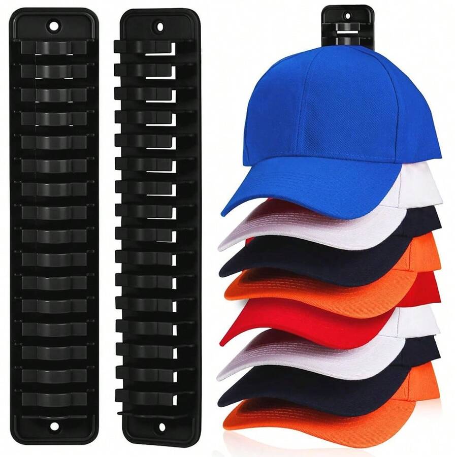 1pc Baseball Cap Holder Rack, Can Hold Multiple Hats, Self-Adhesive Hat Organizer Rack, Suitable For Wall Display, Behind The Door, And Bedroom Storage (Black)