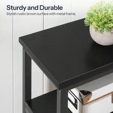 Console Table, Hallway Table With Adjustable Shelf, Slim Sofa Table, 2-Tier Side Table With Storage Shelf, For Living Room, Office, Industrial, Sturdy - Black - View 7