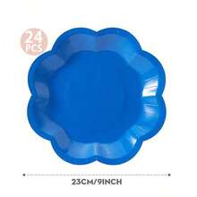 Juego de vajilla desechable de pétalos octagonales de color azul marino, adecuado para fiestas y cenas festivas - azul real - Ver 10