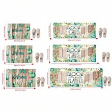 1 pieza Alfombra de cocina con patrón de hoja de eucalipto y grano de madera vintage WELCOME, tapete de cocina con alivio de presión, material absorbente y resistente al aceite, cómodo para estar de pie y caminar, tapete de pie para cocina, tapete de piso de cocina, alfombra a rayas, alfombra pequeña de cocina, tapete de entrada, suministros de cocina, decoración de cocina, juego de cocina, tapete de espuma - Multicolor - Ver 5
