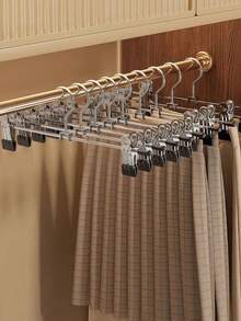 20/10/1 pieza Pinzas para pantalones de acero galvanizado sin marcas, perchas antideslizantes para faldas y pantalones - Pinzas multifuncionales para colgar ropa para organización y almacenamiento del armario - Negro - Ver 2