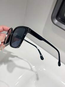 1副休闲猫眼框太阳镜，女士时尚防紫外线夏季海滩旅行派对礼物，百搭日常佩戴 - 黑全灰 - 查看 3