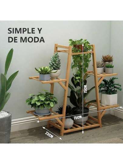 NINOTO Soporte de Plantas para Primavera | Estante de Bambú Elegante para Decoración de Hogar|Organizador de Bambú 3 en 1 | Soporte de Plantas y Zapatos 75cm