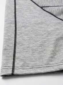 Men's Round Neck Short Sleeve T-Shirt, Fashion Patchwork Casual Sports Knit Tee, Suitable For Daily Outdoor, Street Style Gym Workout Running - Grey - View 6