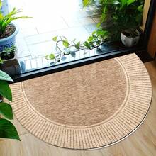 1pc Light Brown Striped Semi-Circular Doormat, Bedroom Kitchen Laundry Room Mat, Fashionable Home Entrance Rug, Living Room Entryway Indoor Outdoor Floor Mat, Textured Design, Doormat, Small Rug, Welcome Mat, Carpet, Floor Mat, Outdoor Doormat, Kitchen Rug, Home Decor, Front Door Mat, Area Small Rug, Outdoor Mat, Home Decor, Area Rug, Garden Rug, Washable Rug - Multicolor - View 3