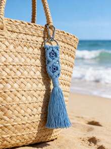 Bohemian Handmade Colorful Tassel Pendant With Evil Eye Keychain, Blue Glass Evil Eye Lucky Charm Pendant Keychain With Metal Ring For Keys, Backpacks, Handbags And Car Keys, Symbolizing Good Luck And Protection, Suitable For Friends, Family, Daily Wear, Travel, Festivals And Special Occasions, Essential For Fashion Enthusiasts And Believers - One Size - View 2