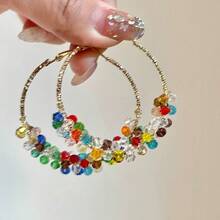 A Pair Of Large Rice Bead Earrings - Elegant Bohemian Style Design, Simple And Durable, Suitable Parties, Weddings, And Casual Wear Occasions - 款式三 - 查看 2