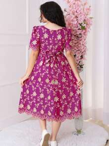 Junior Lace Dress - Hot Pink - View 4