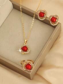 Un conjunto de joyas versátiles de estilo coreano, románticas, elegantes y frescas con formas geométricas - Multicolor - Ver 2