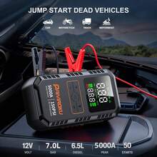 7-In-1 Portable Jump Starter With Air Compressor, 150 PSI Air Pump For Car Tires, 5000A Peak Jump Starter For Car , LCD Display, LED Flashlight And Emergency Light, QC3.0 Fast Charging Portable Power Bank - 黑色 - 查看 3