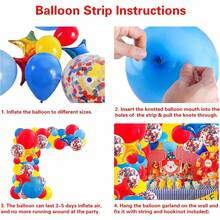 Carnival Circus Balloon Arch Set, Red Blue Yellow Multicolor Paper Confetti Balloon Star Foil Decorative Balloons For Party Birthday Rainbow Decor - Multicolor - View 5