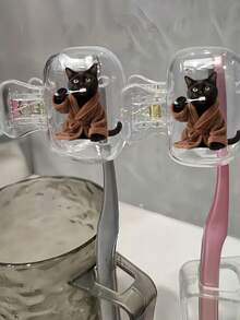 2个超萌黑猫图案牙刷架，便携式牙刷收纳盒兼刷头保护套，保持牙刷清洁，呵护口腔健康。旅行牙刷收纳盒，便携式牙刷头保护夹，牙刷保护套，保护牙刷头，便携设计，方便携带，防尘牙刷头套，适合旅行，是送给情侣、朋友、家人、老师、旅行爱好者的最佳礼物，也是居家和宿舍的必备品。 - 彩色 - 查看 8