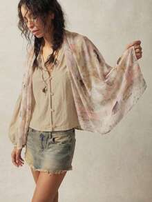1 chiếc khăn choàng dài bằng vải chiffon họa tiết graffiti kiểu Bali dành cho nữ, kiểu dáng thời trang, đa năng, phù hợp cho các buổi đi chơi, dự tiệc và đi lại hàng ngày. - Nhiều màu - Xem 3