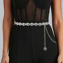 水钻腰带，闪亮银色水晶腰带，女士连衣裙，新娘婚纱腰链 - 彩色 - 查看 8