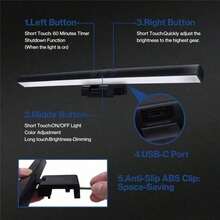 LED Screen Monitor Hanging Light, Flexible Gooseneck USB Powered Computer Screen Light, Laptop Screen Light, Suitable For Reading, Drawing, Office, Gaming - 3 Colors Dimmable - View 9