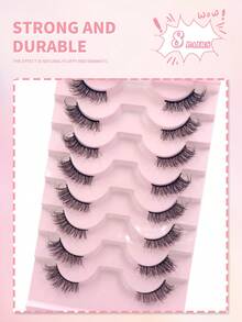 ENCHUW 8 Pairs Natural Half Eyelashes,Cat Eye Soft Stem Wispy Manga Lashes,Lightweight False Eyelashes - Black - View 5